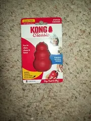 KONG Bounzer Classic Shape Textured Tug, Bounce & Fetch Dog Toy Small - red