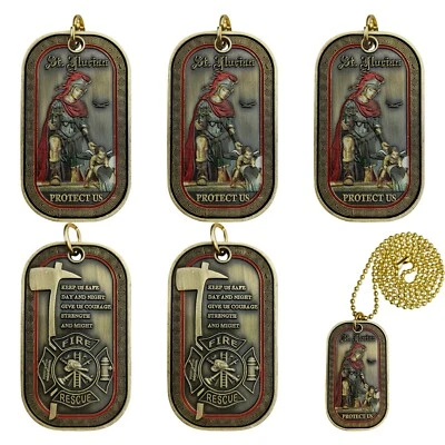 5X St.Florian Firefighter Dog Tag Fireman Protector Pendant Gift for firefighter