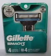 Gillette Mach3 Refill Cartridge Razor Blades for Mach 3 (4 Count )