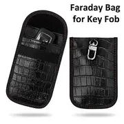 Faraday Bag for Key Fob(2 Pack) Faraday Cage Protector Car RFID Signal Blocking Key Fob Protector Double-Layers of Shielding Carbon Fiber Material Anti-Theft F