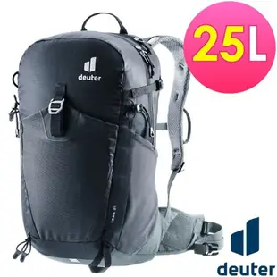 【deuter 德國】TRAIL 25L輕量拔熱透氣背包3440524黑/單日健行登山包/日常休閒旅遊包