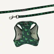 Dan & Sam Dinosaur Land Step-in Cat Harness & Lead - Small, Secure & Comfortable Fit, Fun Dinosaur Design, Easy to Use, Ideal for Outdoor Adventures, Durable & Adjustable Pet Accessory