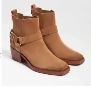 SAM EDELMAN Bellamie Bootie Western Square Toe In Camel Suede Size 8M