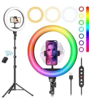 Weilisi 10" Selfie Ring Light with Tripod Stand, 72'' Tall & Phone Holder, 38