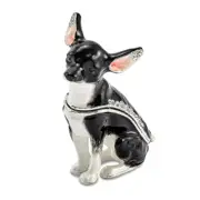 Bejeweled LEO Black & White Chihuahua Trinket Box