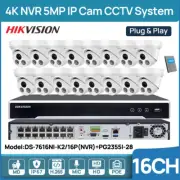 Hikvision 16CH 4K NVR Security CCTV System 5MP IP Camera Mic IR30 PoE IP67