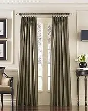 Curtainworks 1Q800004BZ Marquee Faux Silk Pinch Pleat Curtain Panel, 30 by 144", Bronze
