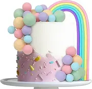 LARDUX 26 PCS Ball Cake Toppers - Mini Balloon Balls Pastel Rainbow DIY Baking Cupcake Cake Decorations for Birthday Baby Shower Macaron Unicorn Party
