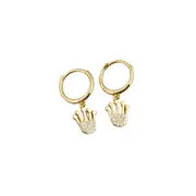 ANYCO Earrings Gold Plated Princess Crown Pave Crystal Zircon Pendant Stud For Women Girl Fashion Stylish Rock Punk Accessories Jewelry Gifts