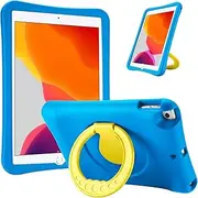 ProCase Kids Case for iPad 10.2 9th Gen 2021/ 10.2 8th Gen 2020 / 7th Gen 2019 /iPad Air 10.5 3rd Gen/iPad Pro 10.5, Durable Shockproof Light Weight Protective Cover with Rotatable Kickstand and Grip -Blue