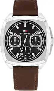 [Tommy Hilfiger] Apollo Brown Leather Black Dial Men's Watch