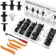FOUNDCOOL 125PCS-6 Types Universal Car Retainer Clips Door Trim Panel Molding Clips Push Pins Bumper Fender Fasteners Rivets Removal Tools Assortment Kit
