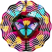 Floral Butterfly Wind Spinner 10" Metal 3D Kinetic Outdoor Garden Decoration New