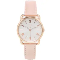 在飛比找Yahoo奇摩購物中心優惠-FOSSIL 優雅羅馬佳人風皮革錶帶手錶-銀面X粉色/34m