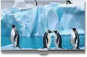 [LKHDS] Slim Aluminum Alloy Business Card Holder Penguins On The Iceberg Pocket Business Card Case Portable Business Card Wallet Business Card Holders Handheld Card Box for Women Men, style, One size