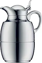 Alfi Juwel Glass Vacuum Chrome Plated Brass Thermal Carafe for Hot and Cold Beverages, 0.5 L, Chrome, Metallic (AG1210CM2), .5 Liter
