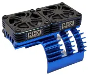NHX RC 1/5 Twin Cyclone Alum HV Cooling Fans w/Cover Motor Heatsink Blue