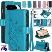 For Google Pixel 6 7 8 9 Pro XL 8A 7A 6A Magnetic Zip Leather Wallet Case Cover