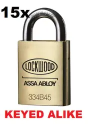 15 x Lockwood Padlocks Keyed Alike 15x keys High Security Padlock 334B45/119/5K