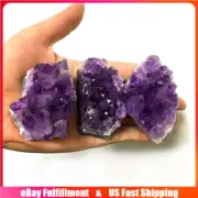 Natural Amethyst Quartz Crystal Cluster Healing Rough Stone Specimen Geode Decor