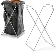 APQ Portable Trash Bag Holder Outdoor, 18 x 14 x 32 Inches. X-Frame Leaf Bag Holder Stand. 30-55 Gallons Metal Folding Trash Bag Holder. Trash Bag Stand Holder for Garden, Laundry, Yard
