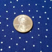 Cotton Sewing Fabric Blue Gold Polka Dot Crafts Fashion 2-1/3 yd x 44"
