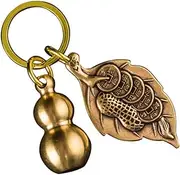 [BESPORTBLE] Gourd Leaf Shape Key Chain Pendant Retro Brass Keyring Unique Hanging Pendant Portable Lightweight Stylish Keychain for Creative Decoration