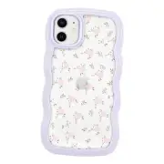 Compatible with Case, Aesthetic Floral Pattern Cute Curly iPhone 11 Purple