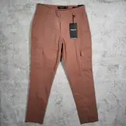 NWT Kenneth Cole Cargo Pants Men's 32x32 Light Red Casual Tapered Fit Stretch