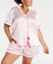 PETER ALEXANDER PINK POLY SATIN HEARTS PJ SET WOMENS PLUS 2+ 20-22 $119 GIFT BOX