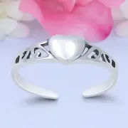 4mm Heart Band 925 Sterling Silver Toe Ring Thin Adjustable Toe Ring