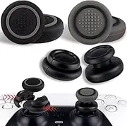 PlayRealm NO Falling Off Thumbstick Extender x 2 & Thumb Grip x 4 for PS5 & PS4 Controller (Black Grey Pack)