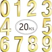 20 Pieces House Numbers Mailbox Numbers 0-9, 3D Door Address 3 inch Gold