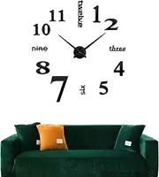 Circle-Q DIY Wall Clock, Large 3D Mirror Stickers Numbers Modern Silent Decorative Clock for Living Room, Bedroom, Home, Office, School (Black)