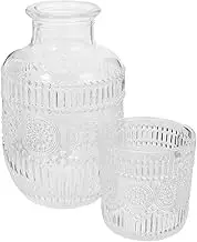 Luxshiny Elegant Clear Glass Water Carafe Set with Pitcher and Tumbler for Bedside Nightstand Versatile Use for Water Juice Mouthwash for Home Decor and Guest Rooms