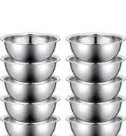 Set of 10 Stainless Steel Mixing Bowls, Nesting Metal Prep Bowls Bulk Kitchen
