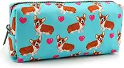 LParkin Kawaii Corgi Dogs Large Capacity Cute Gadget Canvas Pencil Case Pen Bag Pouch Box Stationary Case Makeup Cosmetic Bag