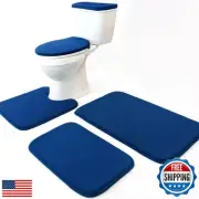 Madeals Memory Foam Bath Mat Set 4 Piece and Toilet Tank Cover Set Combo, Bat