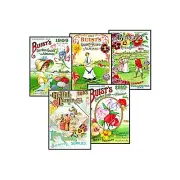 Garden Seed Pack Annual Stickers, 3.25" x 4.6" each, REPRODUCTIONS Sticker Sheet