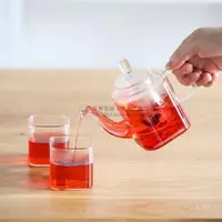 在飛比找ETMall東森購物網優惠-創意方形茶壺迷你小茶壺功夫品茶壺茶具套裝耐熱玻璃茶壺帶過濾