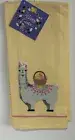 Set of 2 Llama Easter yellow Kitchen tea hand towels cotton cute whimsy Spring
