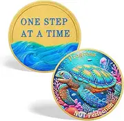 CHURYUML Progress Not Perfection Sobriety Coin - One Step at a Time AA Coins, Affirmation Sober Chip Medallions Sobriety Gifts for Women Men Alcoholics Anonymous Token for Support & Inspirational