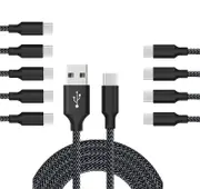 Catzon 1M 2M 3M 10Packs USB Type C Cable Nylon Braided W Phone Cable Fast Charger Cable USB Cord -Black Gray