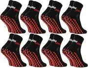 [Rainbow Socks] Neo ABS Sport Socks - Women's Men's Neon Sneaker Sport Stopper Socks, 8 x black., 36-38