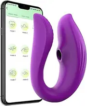 Clitoral Sucking Dildo Stimulator Sucking Vibrator with App Control, Clitoral G Spot Dildo Vibrator, 9 Modes Vibrating Clitoral Stimulator Massager Adult Sex Toy for Women Female Couple Sex Toy (Purple)