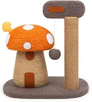 Cat Scratching Post, Mushroom Cat Tree, 48cm Natural Sisal Scratching Post with Plush Toys & Artificial Grass Base, for Little Cats Up to 4KG