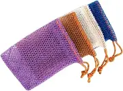 DECOMELODY Convenient 4-pack Soap Bags Portable Foaming Shower Homemade Soap Exfoliating Durable Nylon Pouches with Drawstring