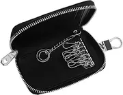 [PACKOVE] Durable Cowhide Key Storage Pouch Zipper Closure Multi Key Car Keyring Holder Bag Versatile Credit Card Holder for Home Car Office Use Stylish Fob Case for Men and Women