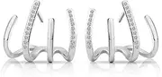 [HUGE TOMATO] Gold Cuff Earrings 925 Sterling Silver Claw Huggie Earrings Small Pearl Hoop Earrings for Women