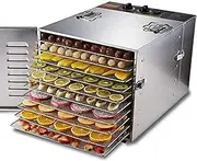 Fruit Dryer Dehydration 10 Trays Food Dehydrator Machine Stainless Steel Fruit Dryer Fruits and Vegetables Dehydration Drying Machine with Timer and Temperature Control Easy to Clean